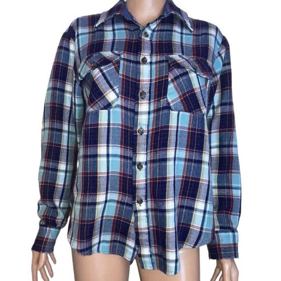 Vintage Sears brand plaid flannel button up SZ M - Picture 1 of 5